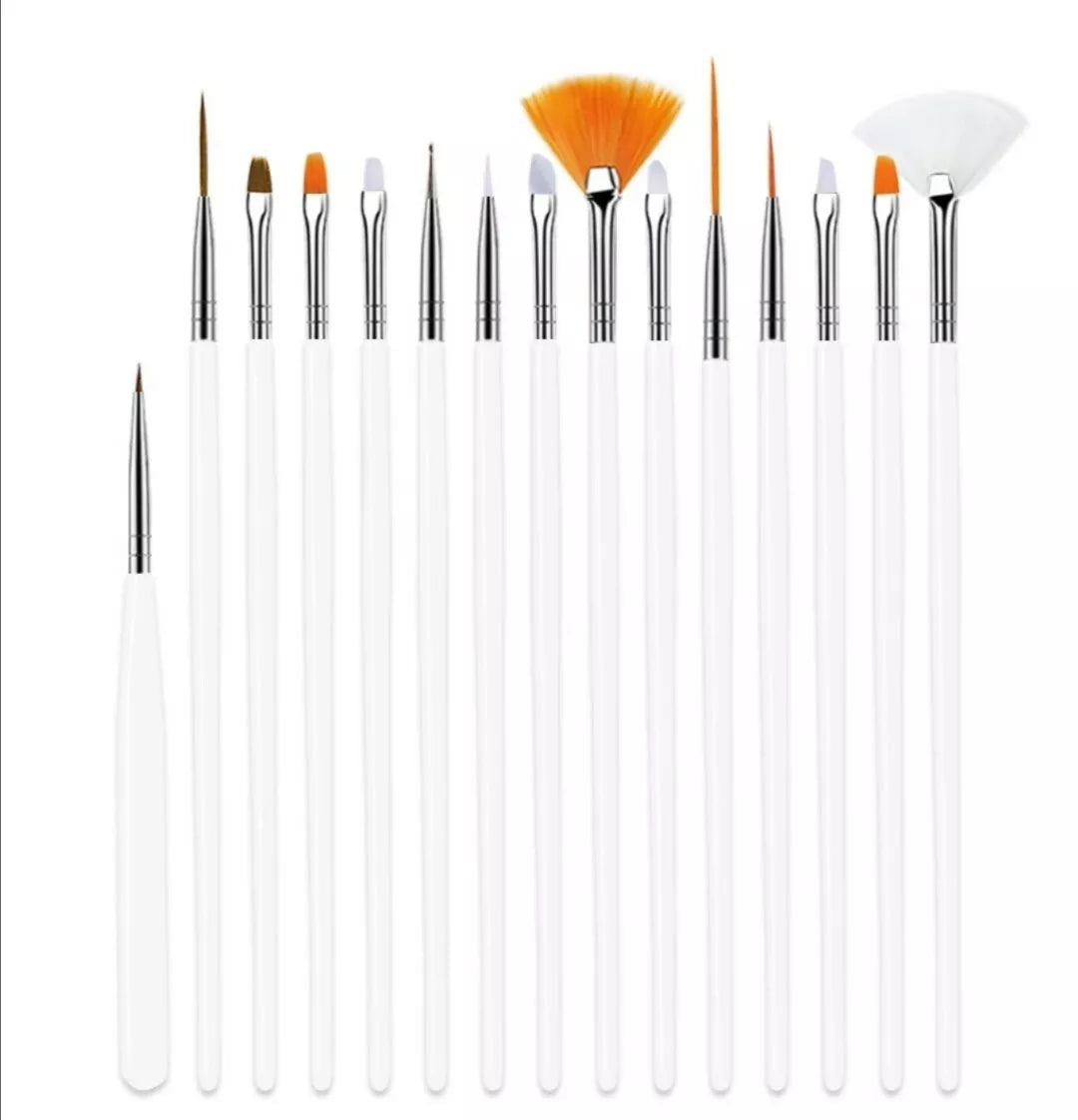 Kit de 15 Pinceaux pour Nail Art - Manucure & Pédicure + Pochette de Rangement