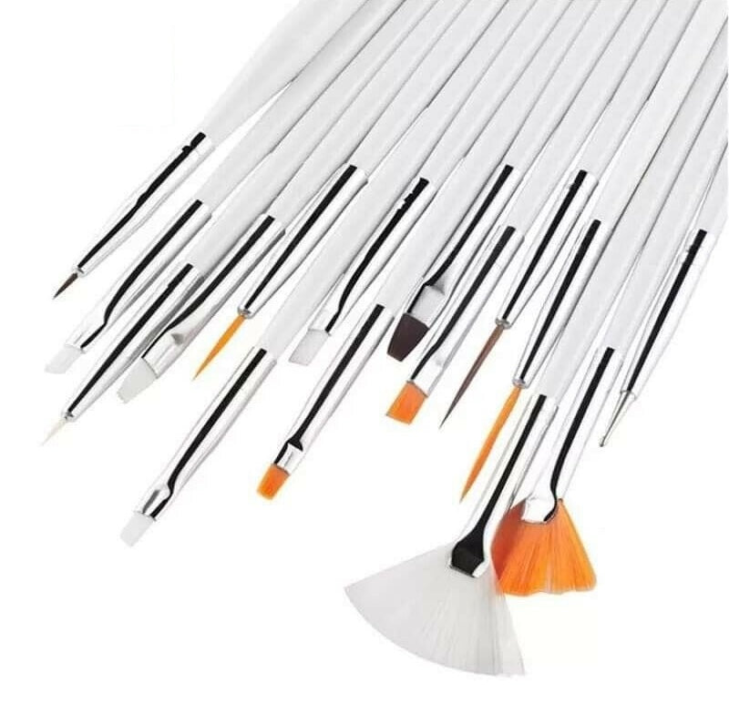 Kit de 15 Pinceaux pour Nail Art - Manucure & Pédicure + Pochette de Rangement
