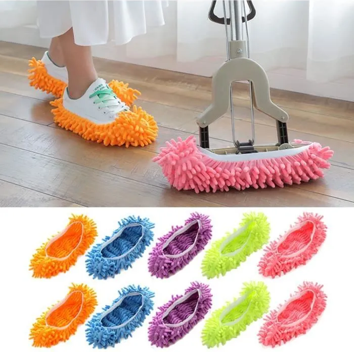 Chaussons-Serpillière Microfibre Multifonction – Nettoyez le Sol Facilement