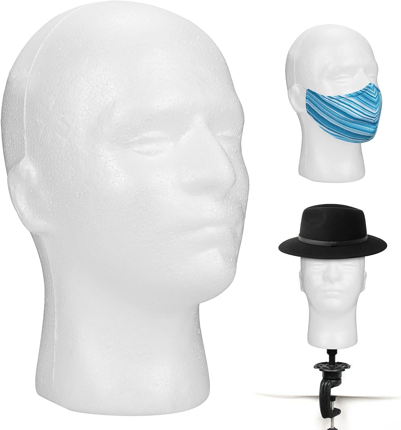 Tête de Mannequin en Mousse - Présentoir pour Perruques, Chapeaux & Lunettes