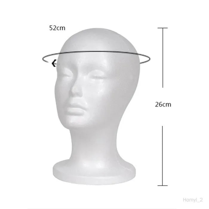 Tête de Mannequin en Mousse - Présentoir pour Perruques, Chapeaux & Lunettes