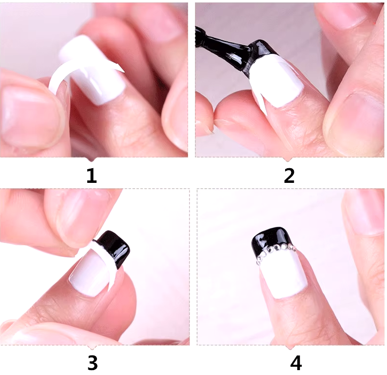 Lot de 2 Guides Autocollants pour Décoration des Ongles - Forme U | French Nail Tip