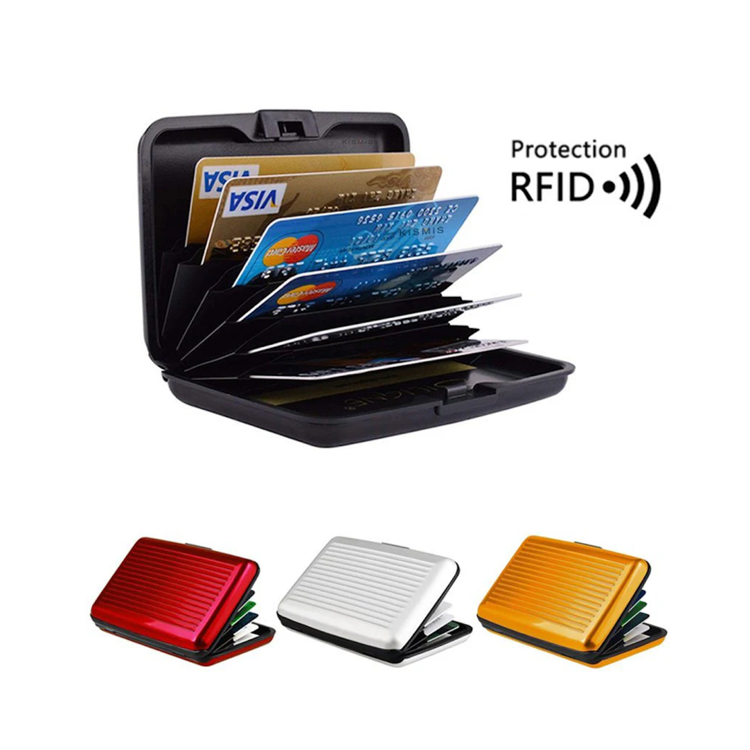 Porte-Cartes Bancaire en Aluminium avec Blocage RFID – Étui de Rangement pour Cartes