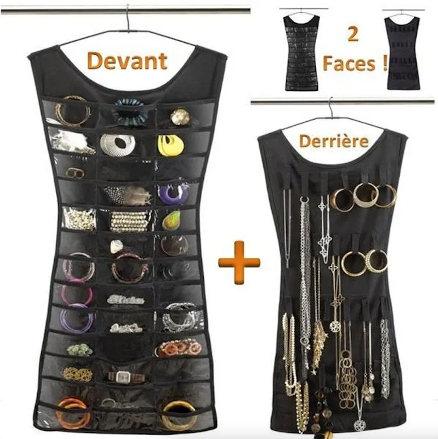Robe Porte-Bijoux - Organisateur de Rangement Suspendu avec Poches Transparentes