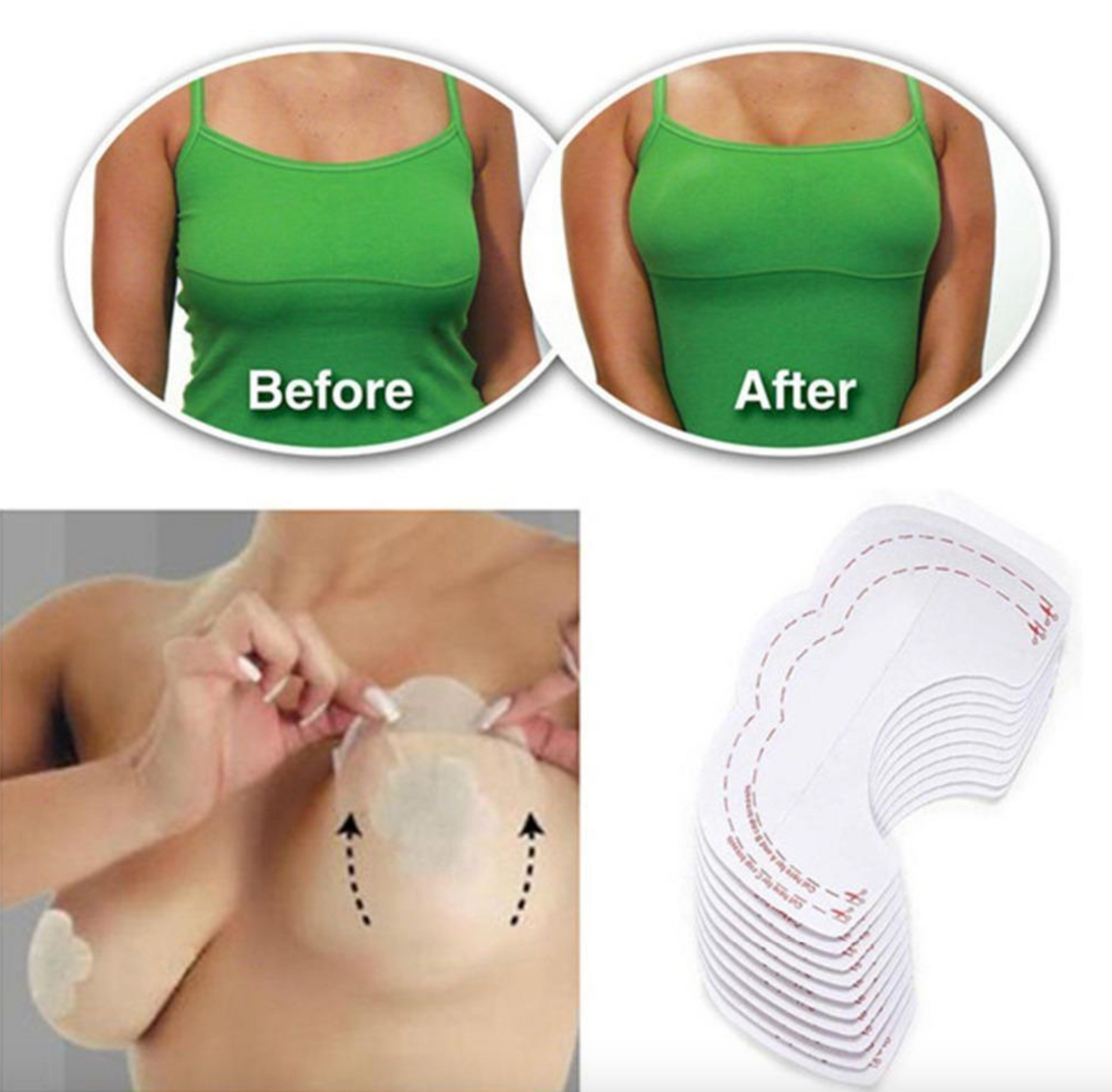 Lot de 10 Patchs Remonte-Seins Adhésifs - Effet Push-up Invisible