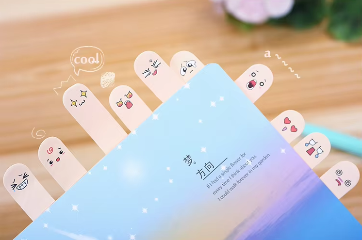 Marque-Pages Finger-It Doigts - Étui de 10 Blocs Index | Kawaii Sticky Notes